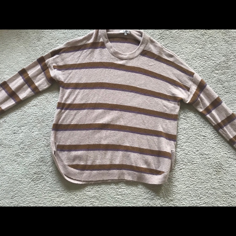 Madewell Size Medium Sweater Cream Brown Purple